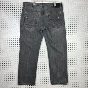 Sean John Black Gothic Riveted Jeans‎ 40x32 Y2K Wide Leg Streetwear Skate Baggy